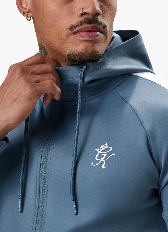 Gym King Tracksuit Tops Men Core Plus Poly FZ Hood 8211 Smoke Blue