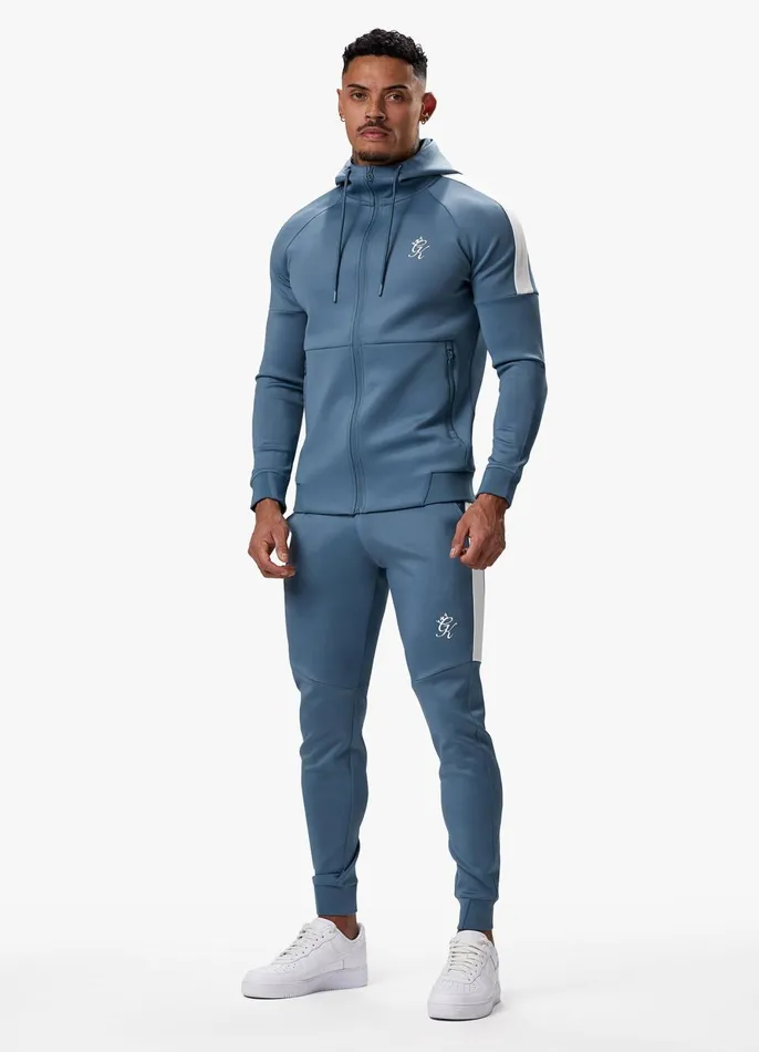 Gym King Tracksuit Tops Men Core Plus Poly FZ Hood 8211 Smoke Blue