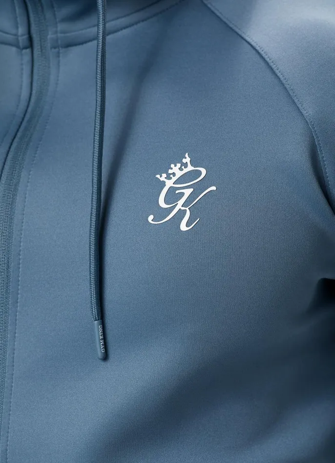 Gym King Tracksuit Tops Men Core Plus Poly FZ Hood 8211 Smoke Blue
