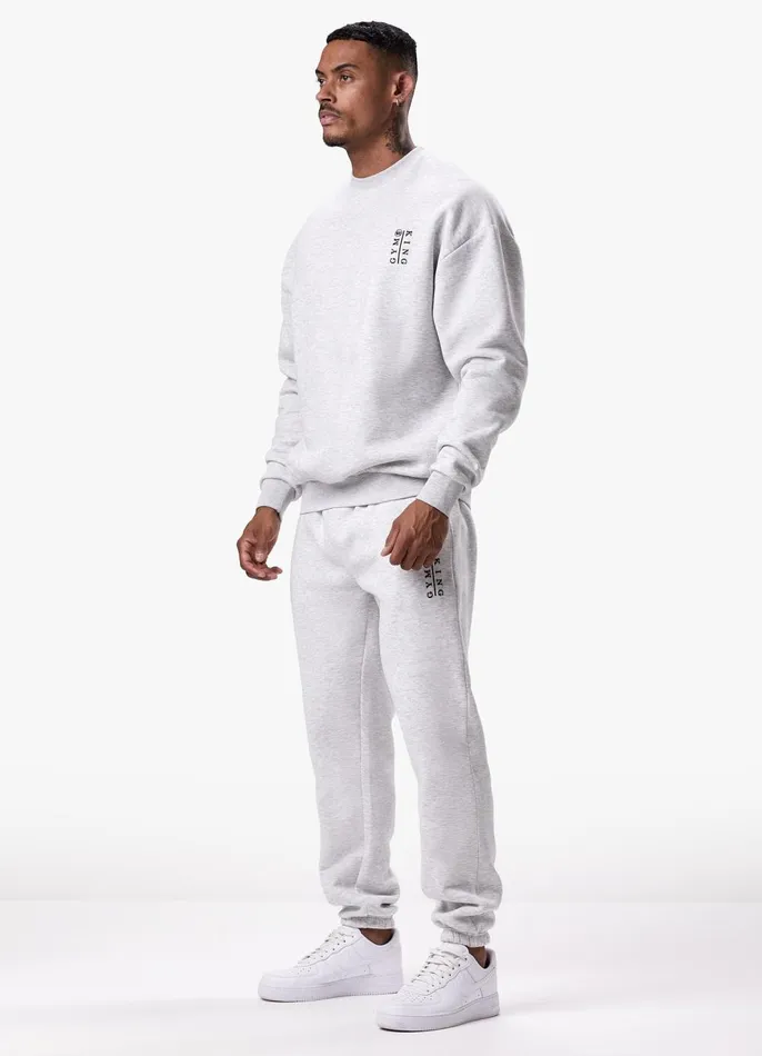 Gym King Tracksuits Men Division Crew Tracksuit 8211 Snow Marl