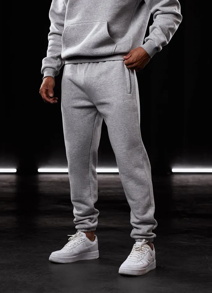 Gym King Tracksuits Men Established Tracksuit 8211 Light Grey Marl
