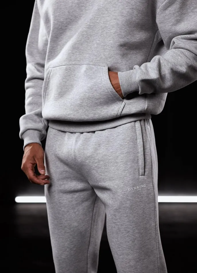 Gym King Tracksuits Men Established Tracksuit 8211 Light Grey Marl