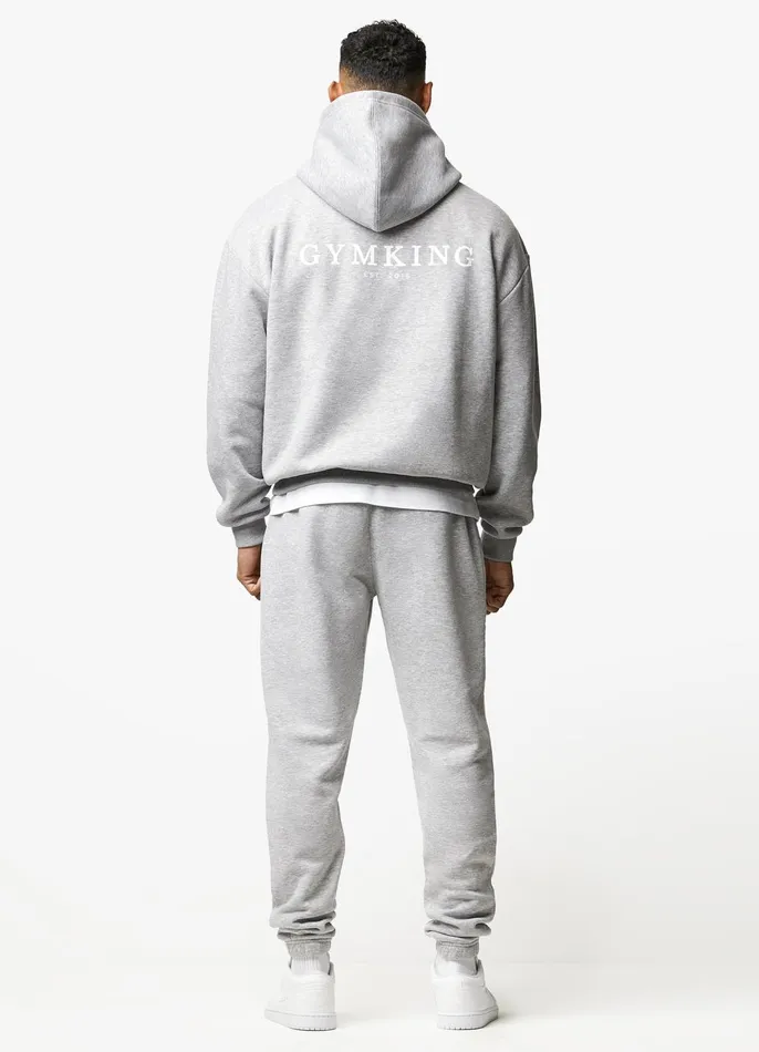 Gym King Tracksuits Men Established Tracksuit 8211 Light Grey Marl