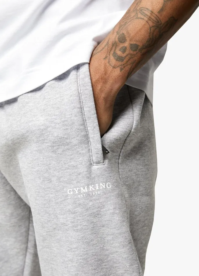 Gym King Tracksuits Men Established Tracksuit 8211 Light Grey Marl