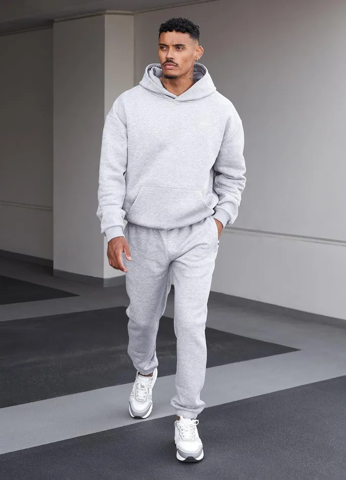 Gym King Tracksuits Men Established Tracksuit 8211 Light Grey Marl