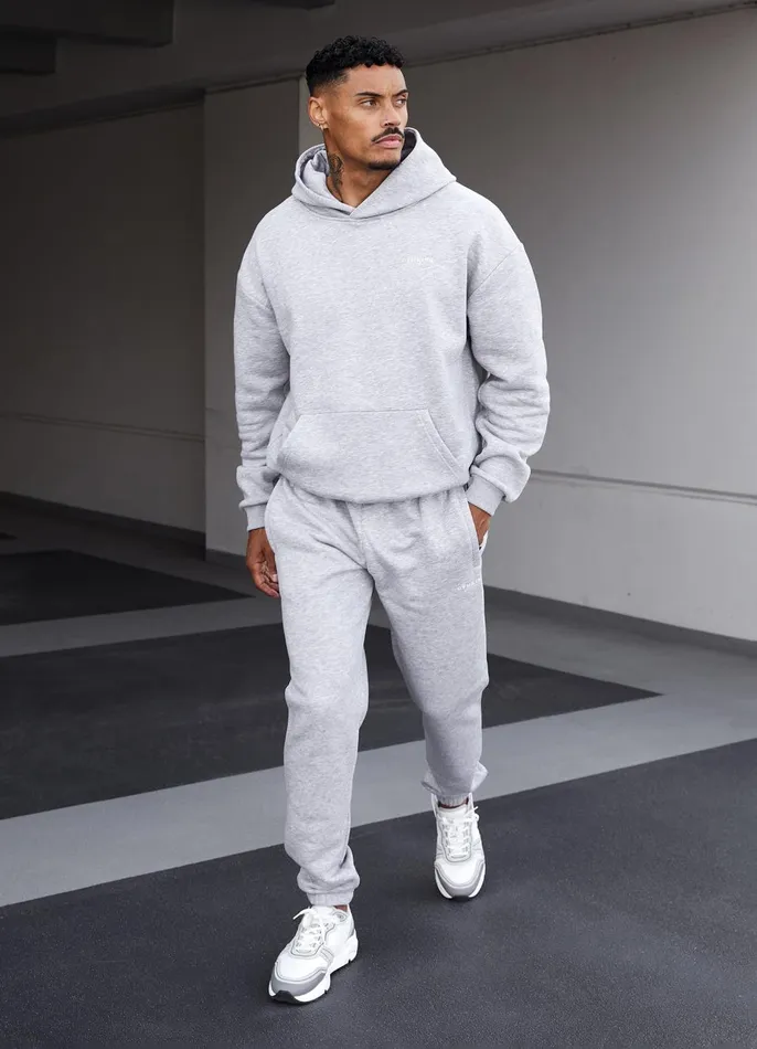 Gym King Tracksuits Men Established Tracksuit 8211 Light Grey Marl