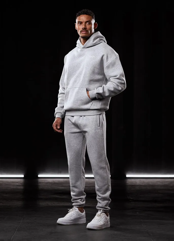 Gym King Tracksuits Men Established Tracksuit 8211 Light Grey Marl