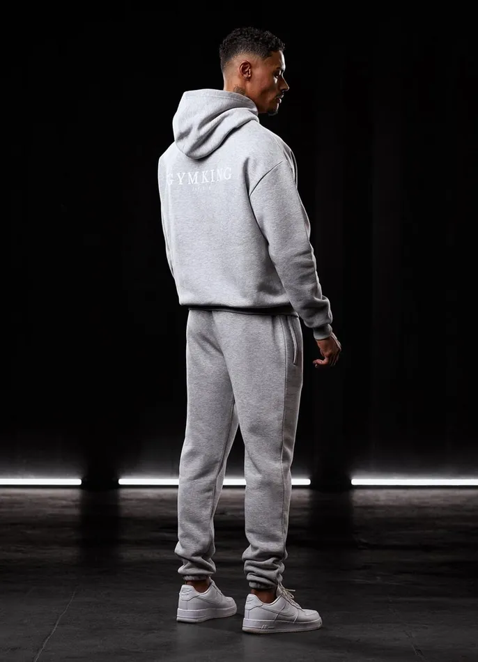 Gym King Tracksuits Men Established Tracksuit 8211 Light Grey Marl