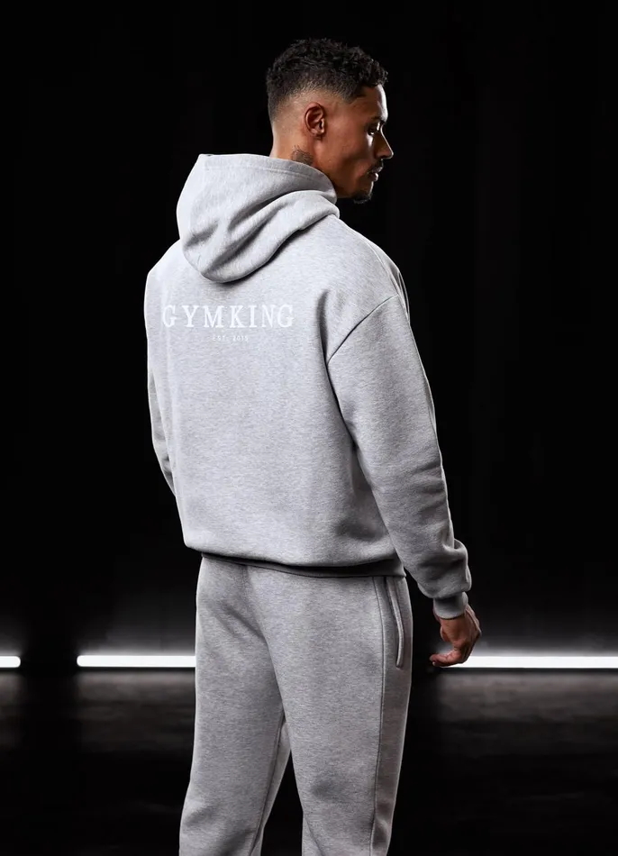 Gym King Tracksuits Men Established Tracksuit 8211 Light Grey Marl