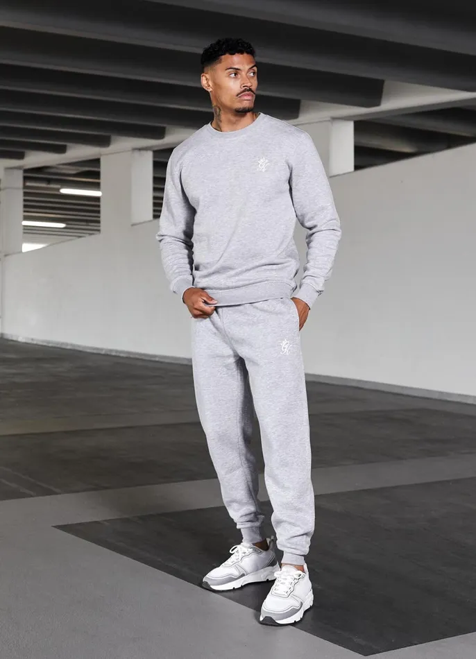 Gym King Tracksuits Men Fundamental Crew Tracksuit 8211 Grey Marl