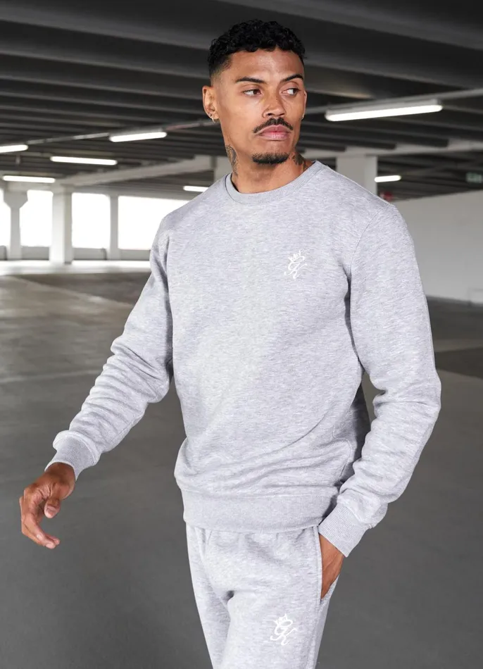 Gym King Tracksuits Men Fundamental Crew Tracksuit 8211 Grey Marl