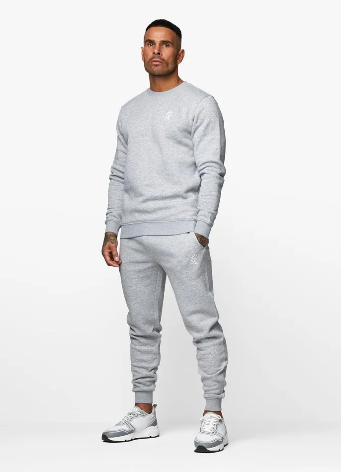 Gym King Tracksuits Men Fundamental Crew Tracksuit 8211 Grey Marl