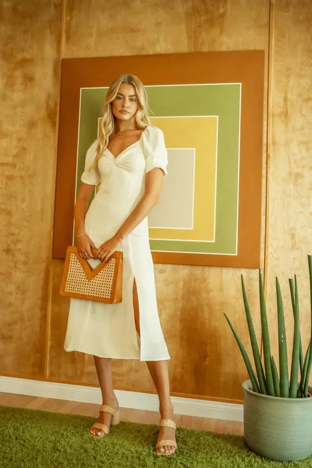 Halston Dress In Cream Cream Women Bohme Dresses