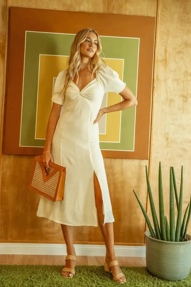 Halston Dress In Cream Cream Women Bohme Dresses