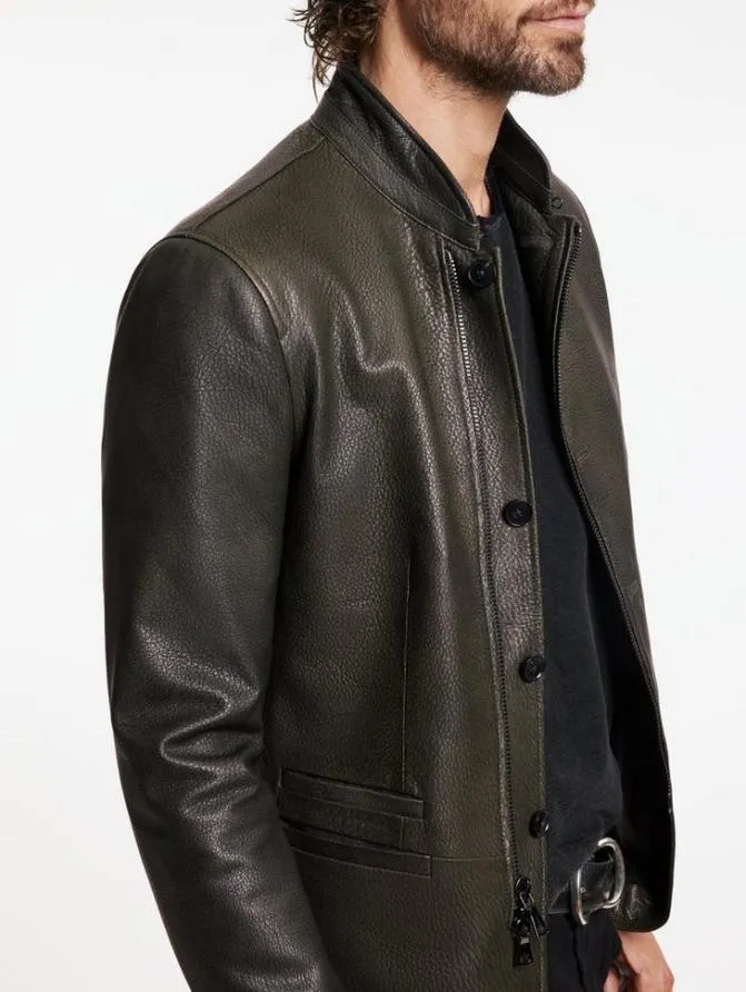 HARING JACKET Deep Olive Clothing John Varvatos Leather Jackets