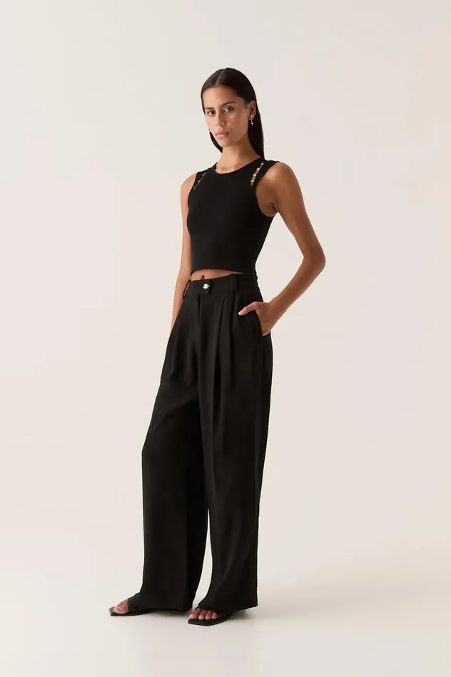 Harlem Pleat Front Pant Black Women Aje Pants