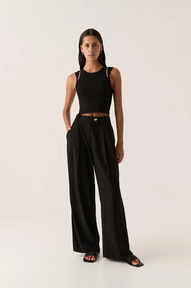Harlem Pleat Front Pant Black Women Aje Pants