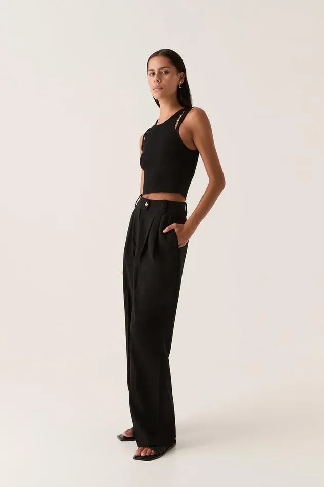 Harlem Pleat Front Pant Black Women Aje Pants