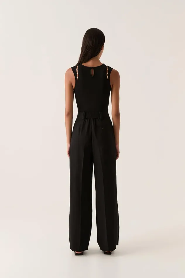 Harlem Pleat Front Pant Black Women Aje Pants