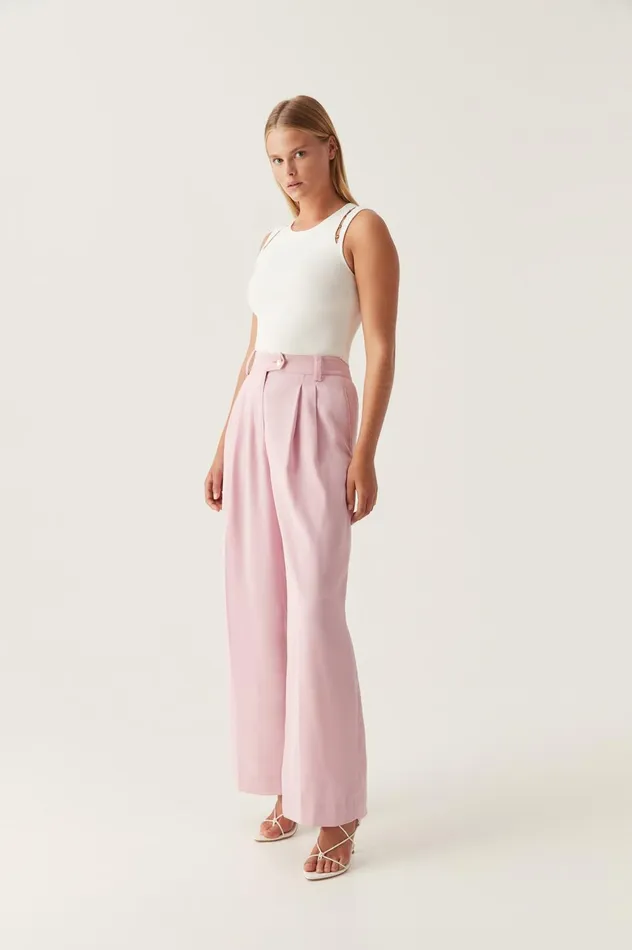 Harlem Pleat Front Pant Chalk Pink Women Aje Pants