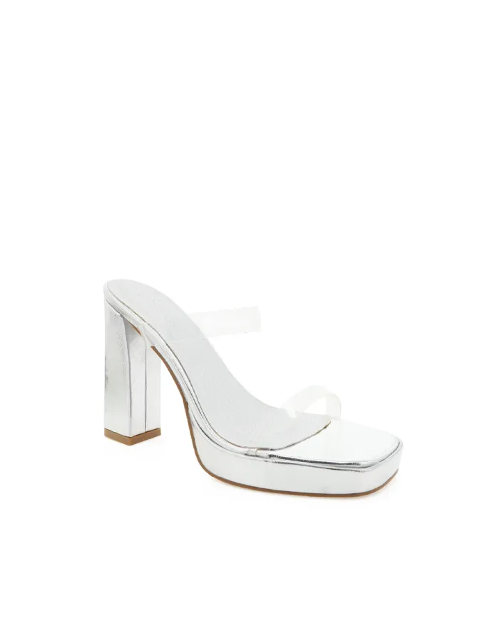 Heels Billini Block Heels TAMIRA SILVERCLEAR