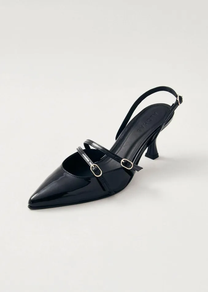 Heels Women ALOHAS Joelle Onix Black Leather Pumps