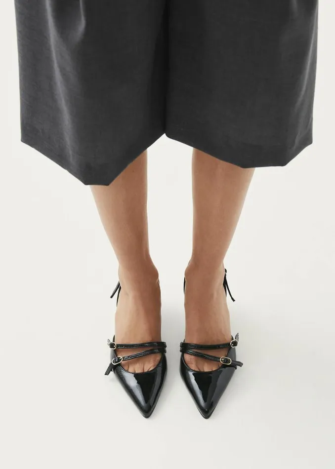 Heels Women ALOHAS Joelle Onix Black Leather Pumps