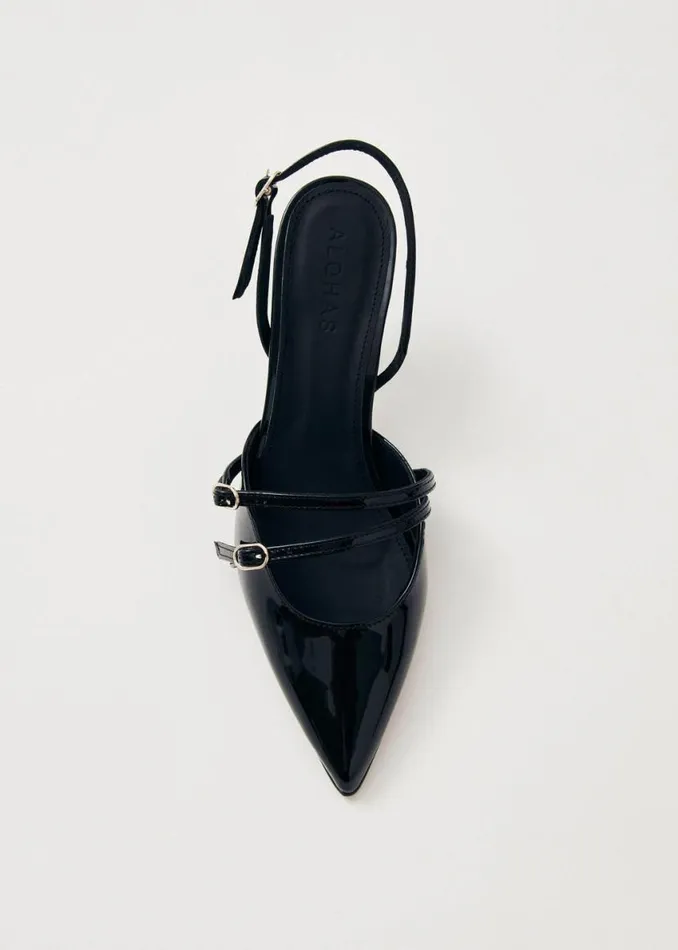 Heels Women ALOHAS Joelle Onix Black Leather Pumps