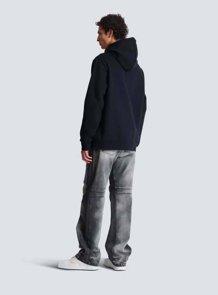 Hoodie With Vintage Lips Print Black Men Balmain Sweatshirts