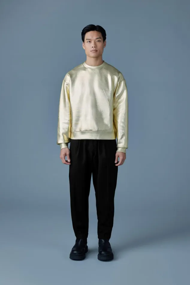 Hoodies and Tops Men Mackage JULIANM Metallic DoubleFace Jersey Sweatshirt Gold