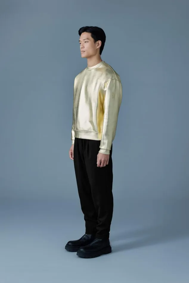 Hoodies and Tops Men Mackage JULIANM Metallic DoubleFace Jersey Sweatshirt Gold
