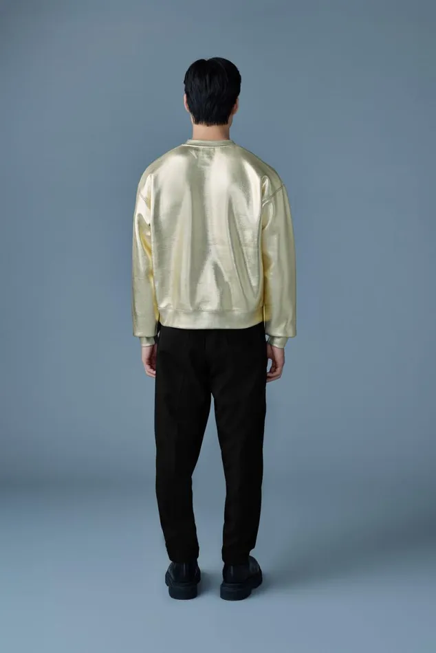 Hoodies and Tops Men Mackage JULIANM Metallic DoubleFace Jersey Sweatshirt Gold