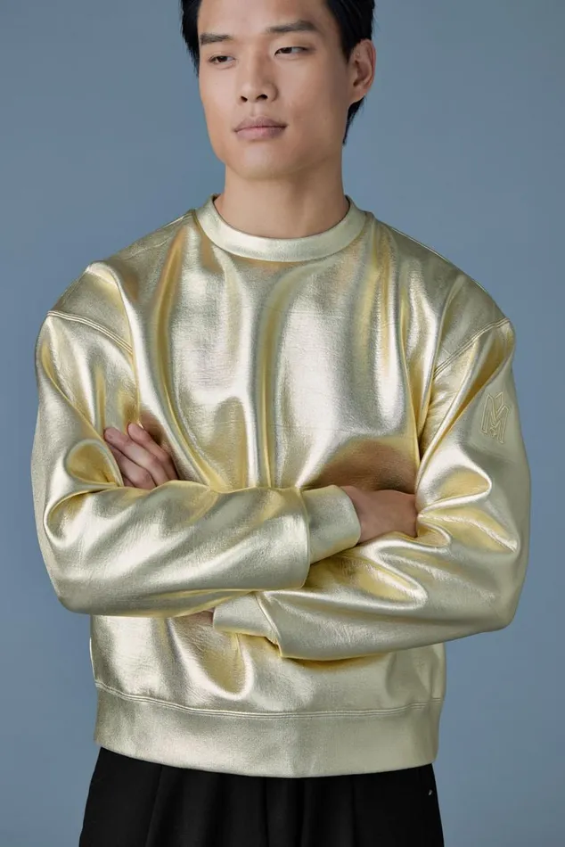 Hoodies and Tops Men Mackage JULIANM Metallic DoubleFace Jersey Sweatshirt Gold