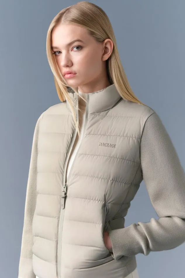 Hoodies and Tops Women Mackage OCEANECITY Light Down Mixedmedia Jacket Cream