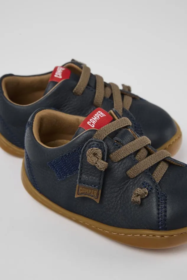 Hook And Loop Kids Camper Peu Blue Leather Kids039 Shoes