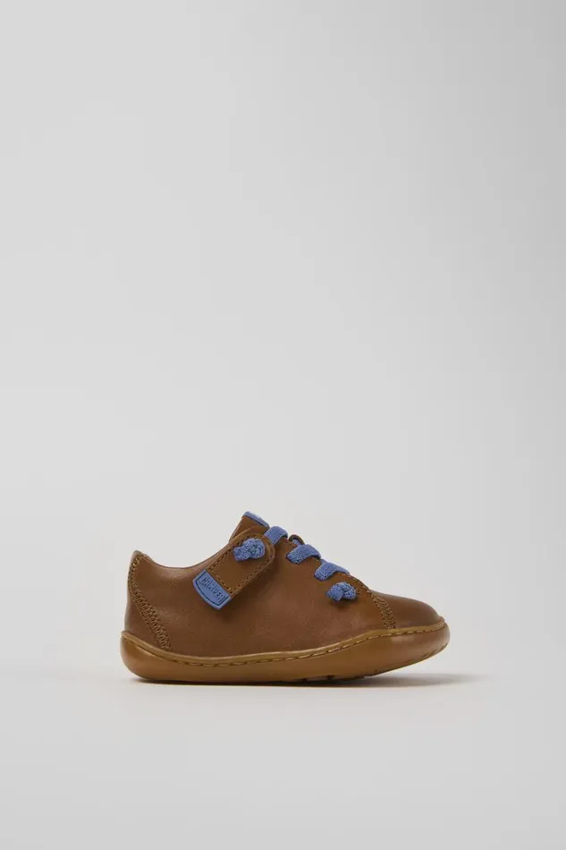Hook And Loop Kids Camper Peu Brown Leather Shoes Hook And Loop Kids Camper Peu Brown Leather Shoes