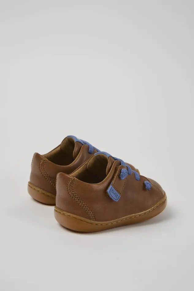 Hook And Loop Kids Camper Peu Brown Leather Shoes Hook And Loop Kids Camper Peu Brown Leather Shoes