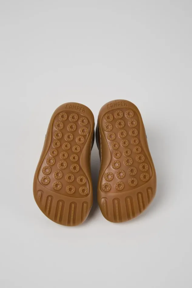 Hook And Loop Kids Camper Peu Brown Leather Shoes Hook And Loop Kids Camper Peu Brown Leather Shoes