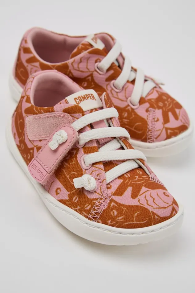 Hook And Loop Kids Camper Peu Multicolor Recycled PET And Leather Shoes