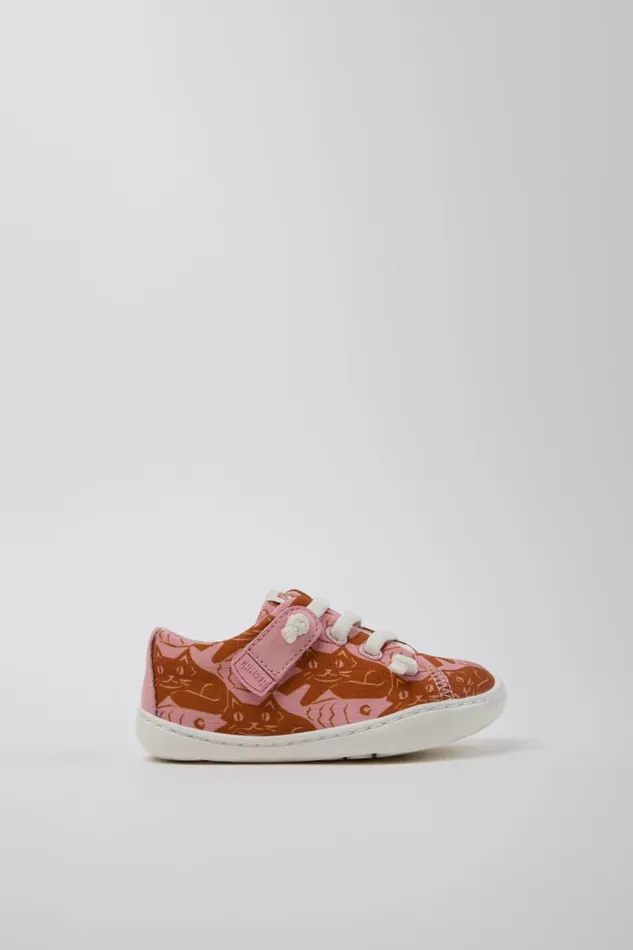 Hook And Loop Kids Camper Peu Multicolor Recycled PET And Leather Shoes