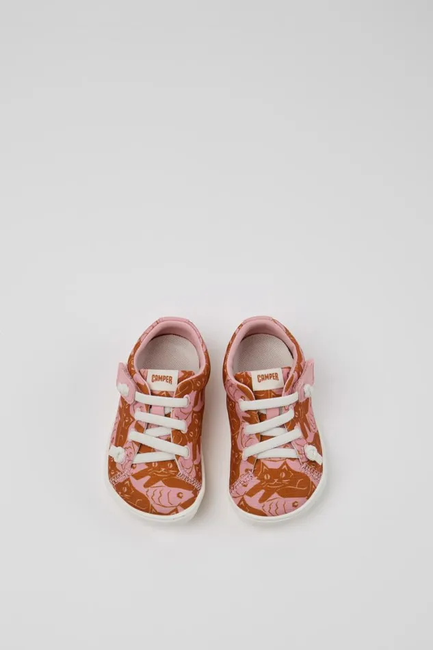 Hook And Loop Kids Camper Peu Multicolor Recycled PET And Leather Shoes