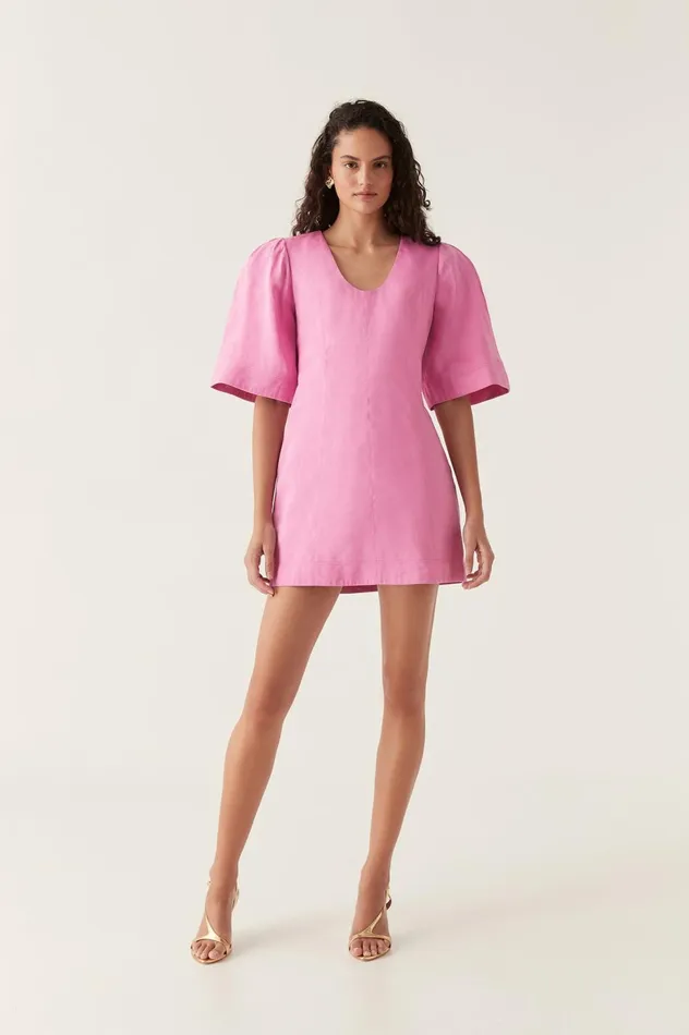Hunter Twisted Mini Dress Muted Fuschia Women Aje Pink Dresses