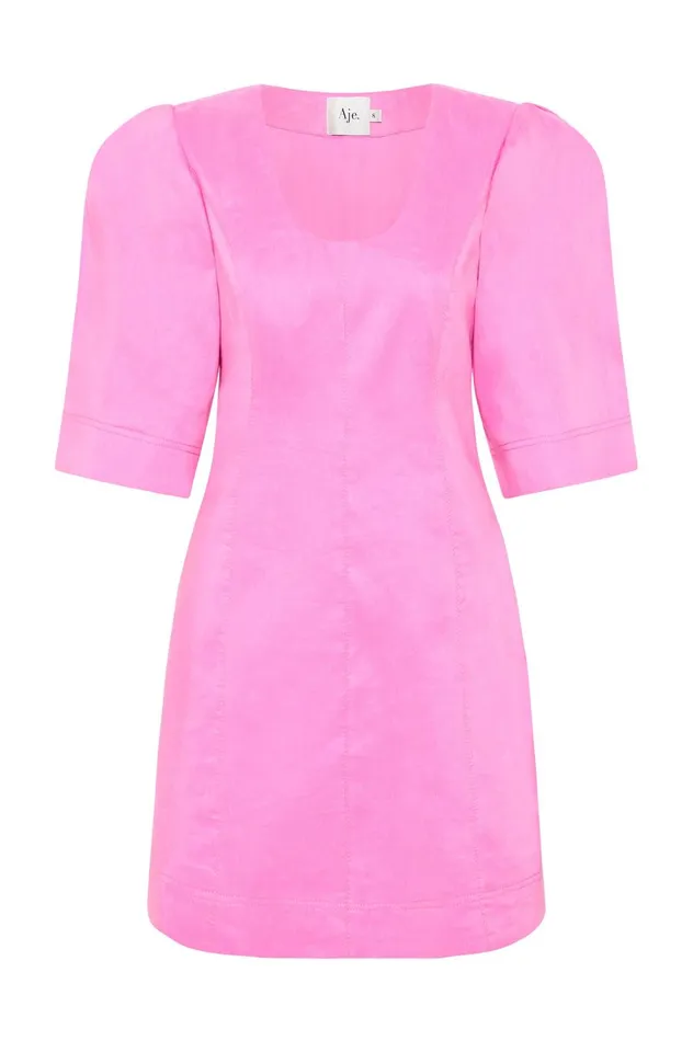 Hunter Twisted Mini Dress Muted Fuschia Women Aje Pink Dresses