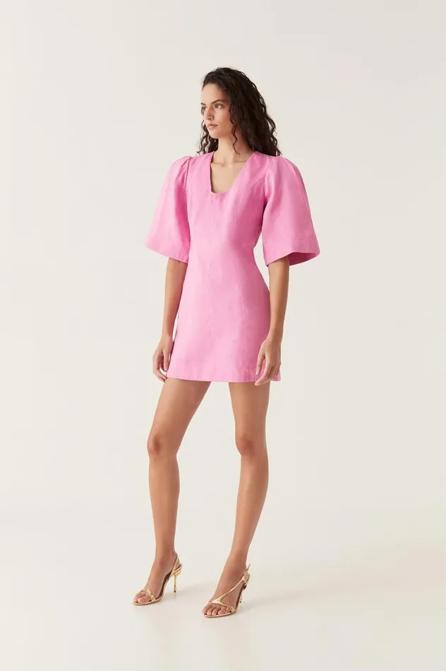 Hunter Twisted Mini Dress Muted Fuschia Women Aje Pink Dresses
