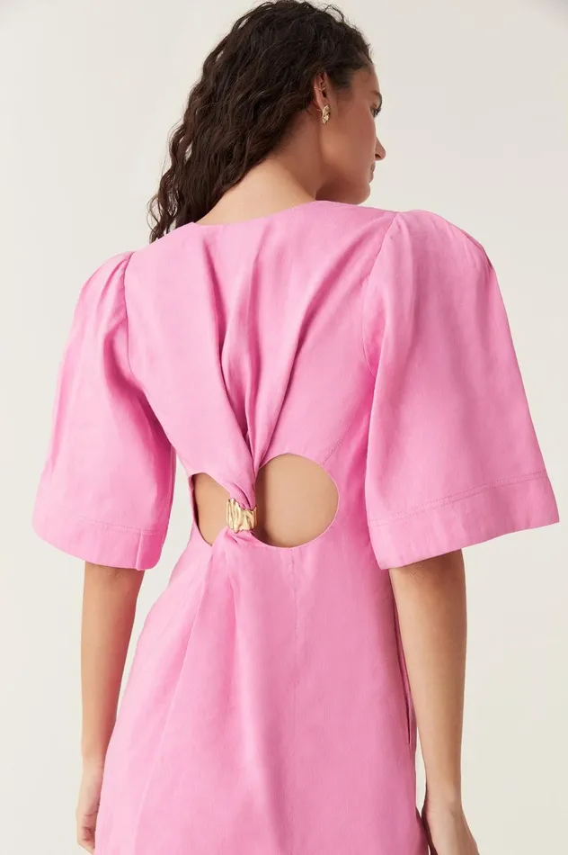 Hunter Twisted Mini Dress Muted Fuschia Women Aje Pink Dresses