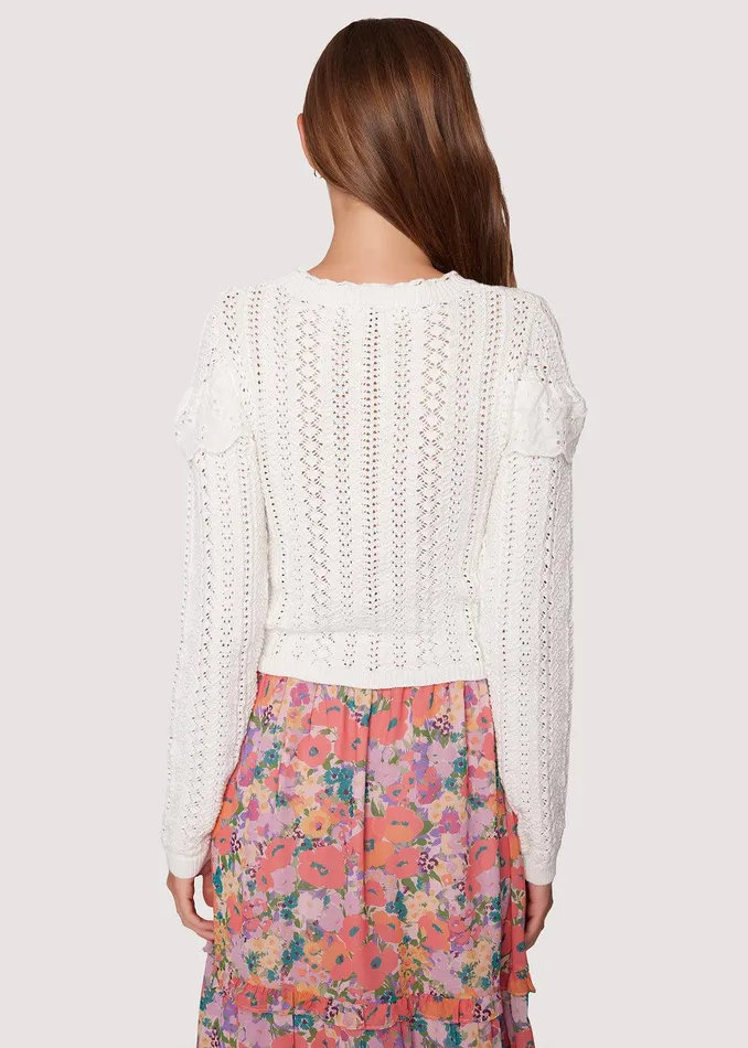 Irina Scallop Lace Pointelle Top Cream Women Lost Wander Tops