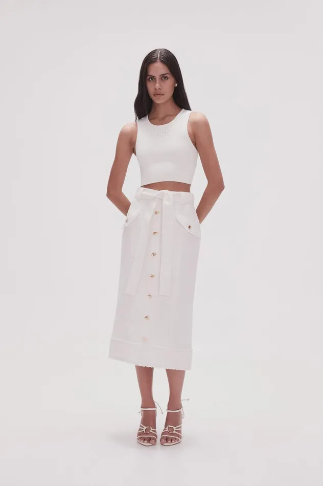 Isabel Utility Pencil Skirt Ivory Women Aje Skirts
