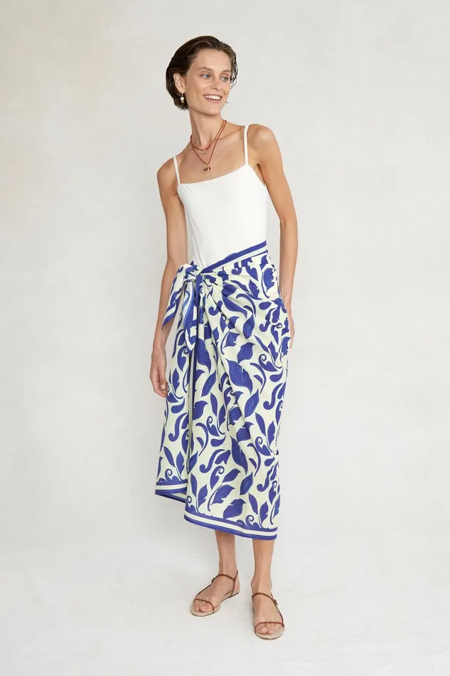 Ivy Printed Sarong Blue Women Chan Luu Bottoms