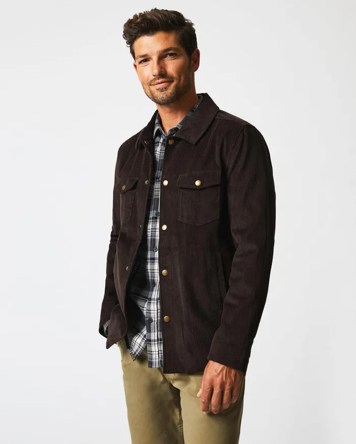 Jackets and Outerwear Men Billy Reid Corduroy Mo Shirt Jacket Chocolate