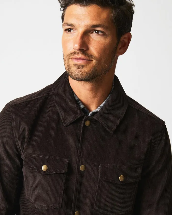 Jackets and Outerwear Men Billy Reid Corduroy Mo Shirt Jacket Chocolate